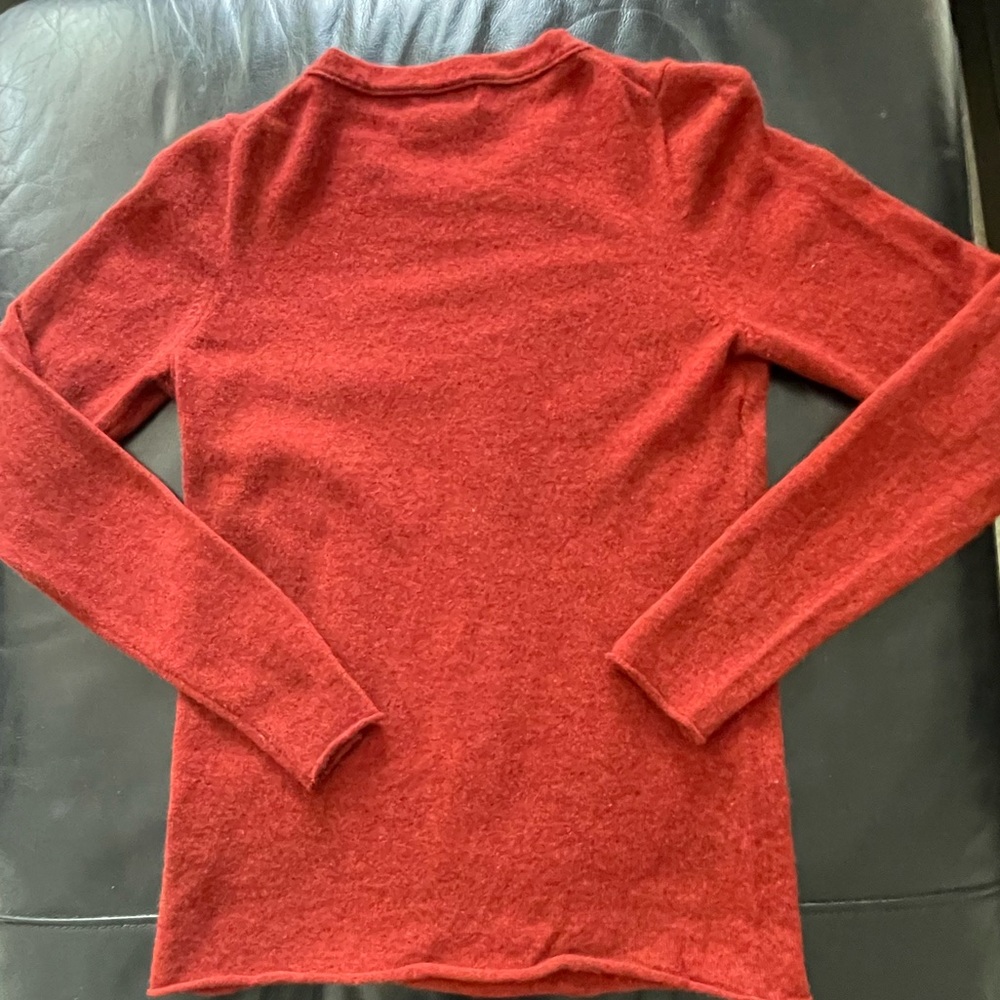 J. Crew 100% Italian Cashmere Burnt Orange Long Sleeve Tee M - Picture 4 of 11